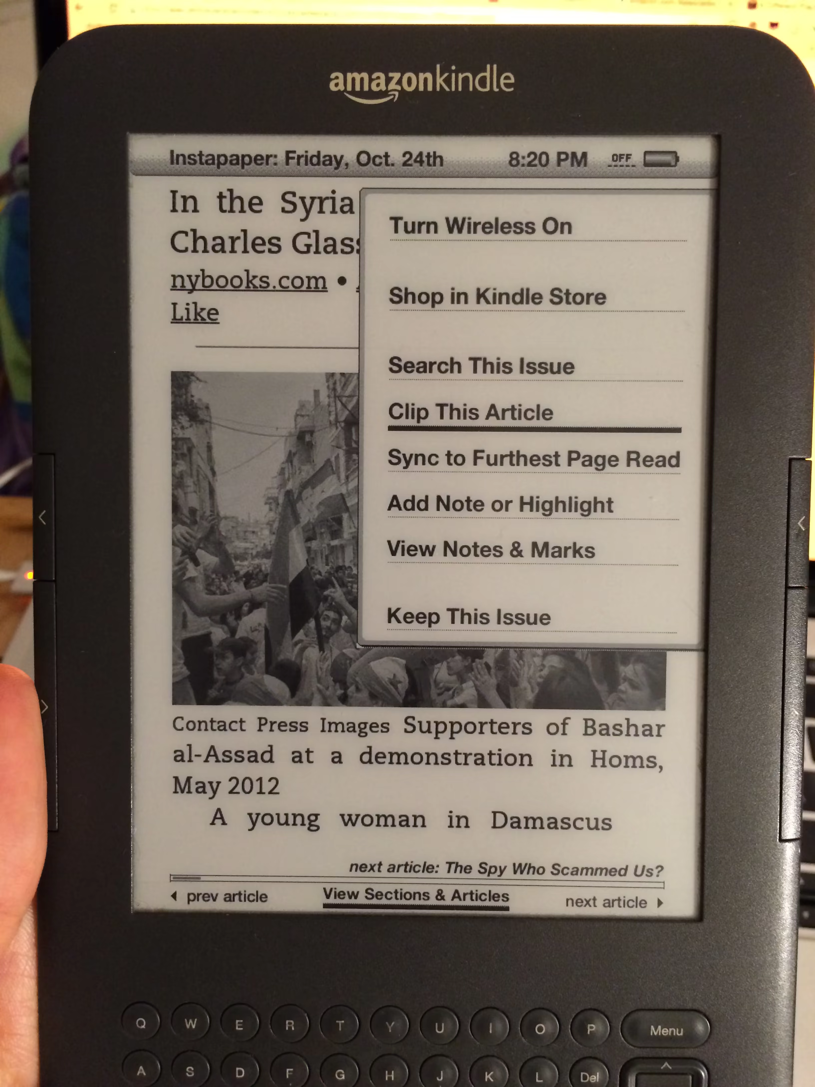 This is what you see in an article when you click to